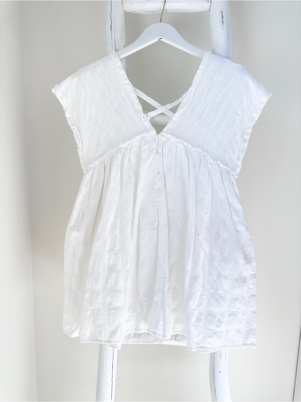 Mustard Seed White Cotton Crisscross Mini Dress w Pockets & Shorts in Lining